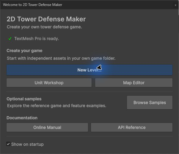 Maker Welcome: create your own game or explore optional samples